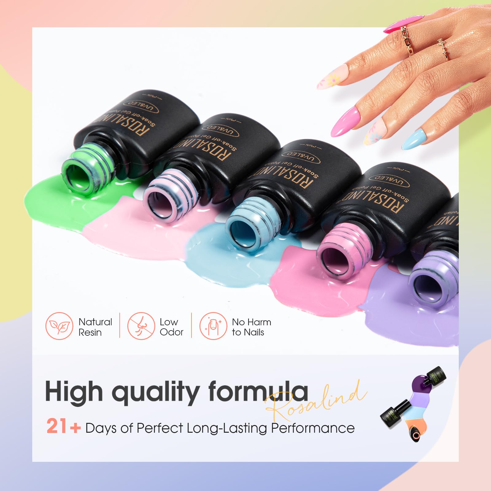 ROSALIND 80PCS Gel Polish Set – 75 Colors with Base & Top Coats for UV/LED Nail Art