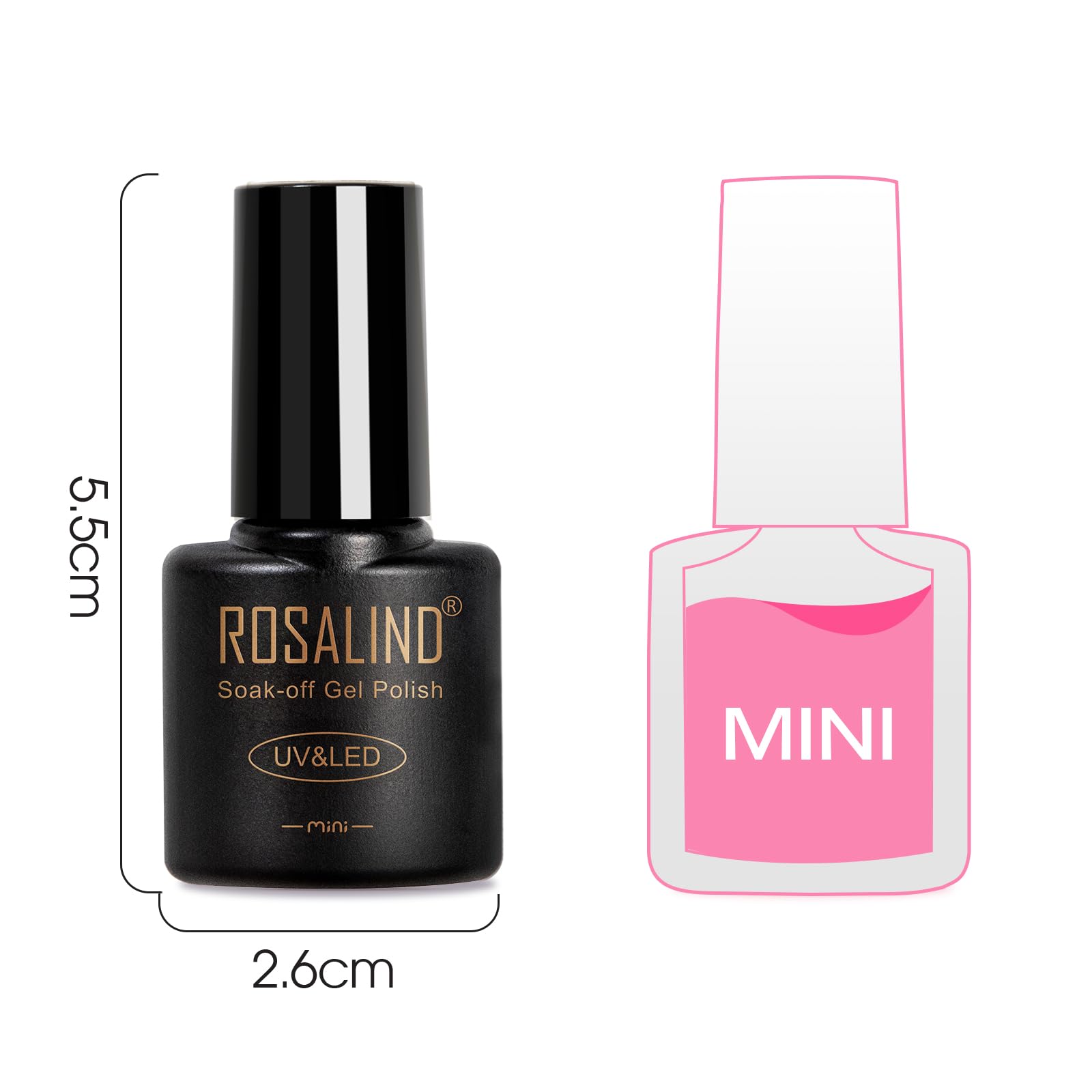 ROSALIND 24Pcs Neon Gel Nail Polish Set with Base & Top Coats – LED Soak-Off Kit for Rainbow Nail Art