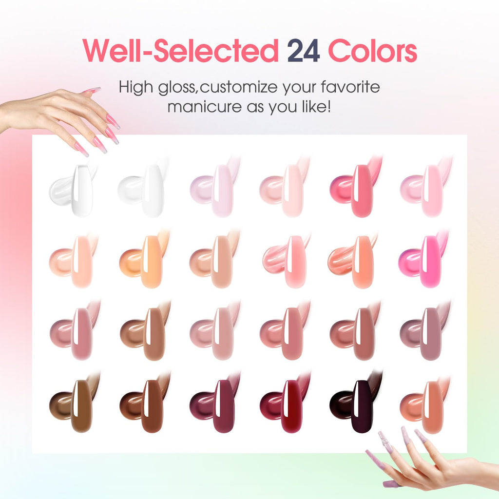 ROSALIND Poly Nail Gel Kit – 24 Colors + Mini UV Lamp Starter Set