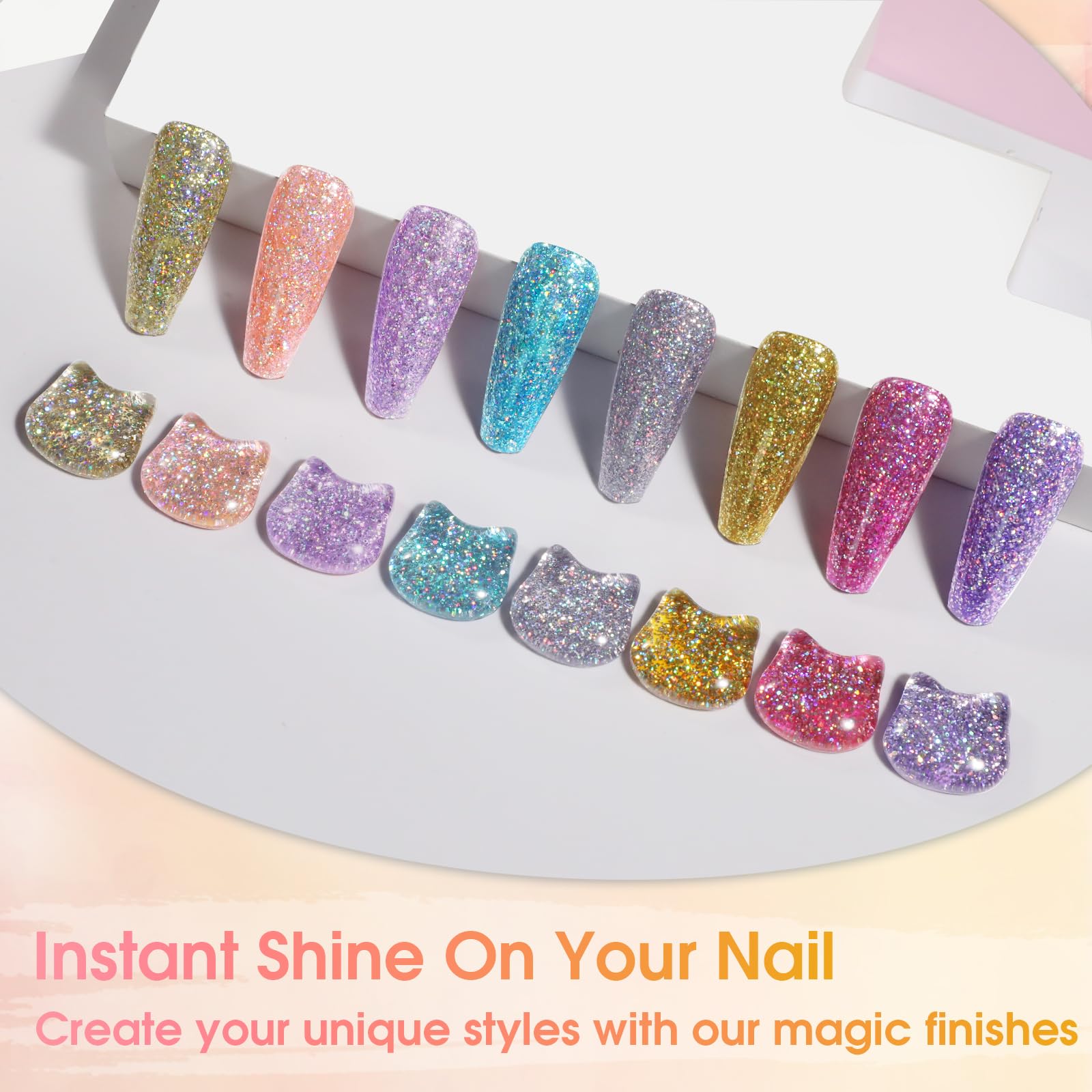 ROSALIND Glitter Gel Polish – 8-Color Diamond Sparkle Gel Nail Kit