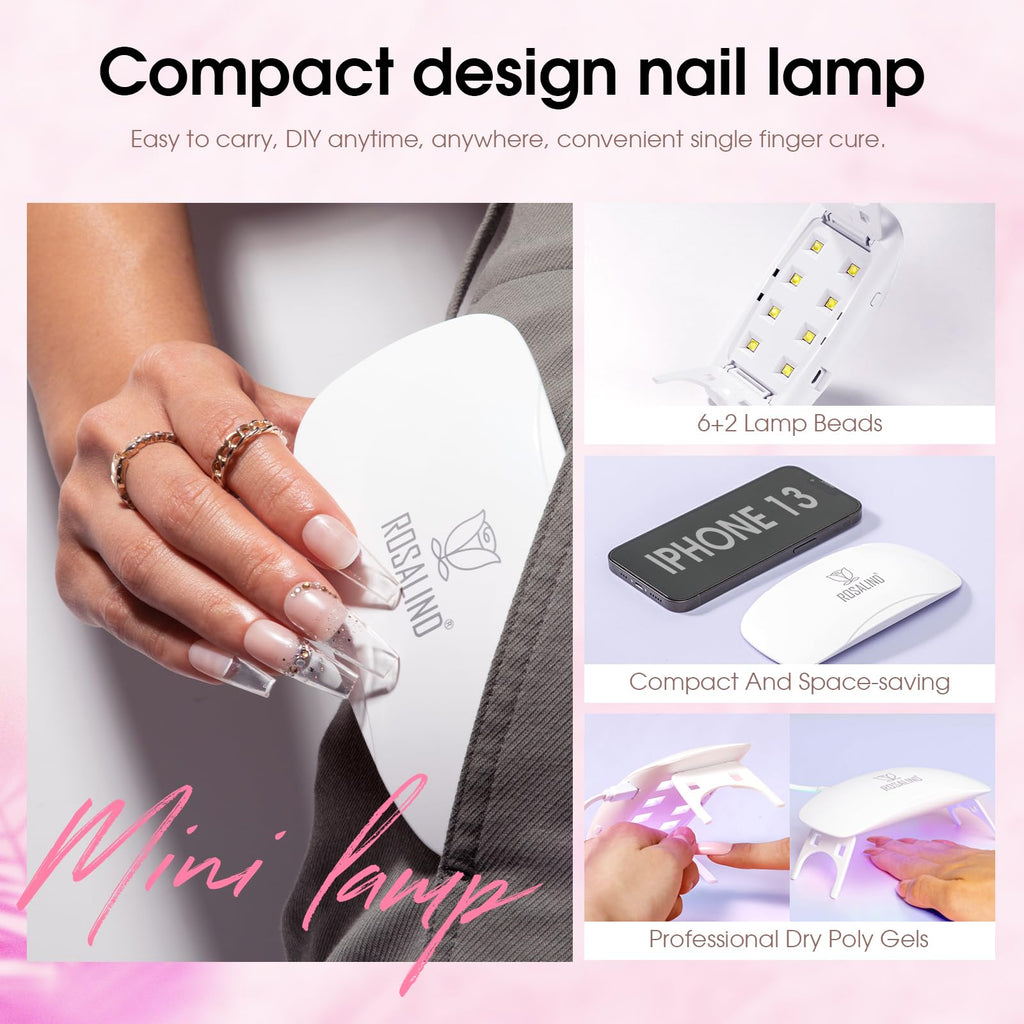ROSALIND Poly Nail Gel Kit – 12 Colors + UV Lamp Starter Set