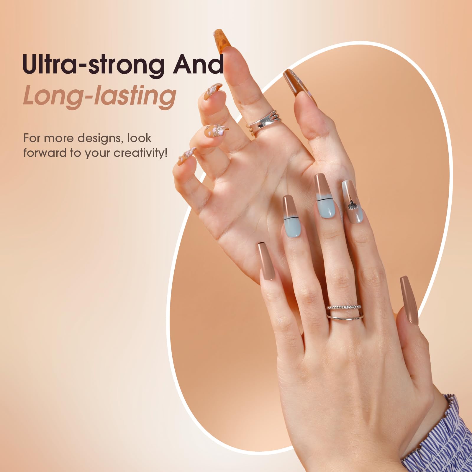 ROSALIND Poly Nail Gel Kit – 8 Colors + Mini UV Lamp for Easy At-Home Nail Extensions