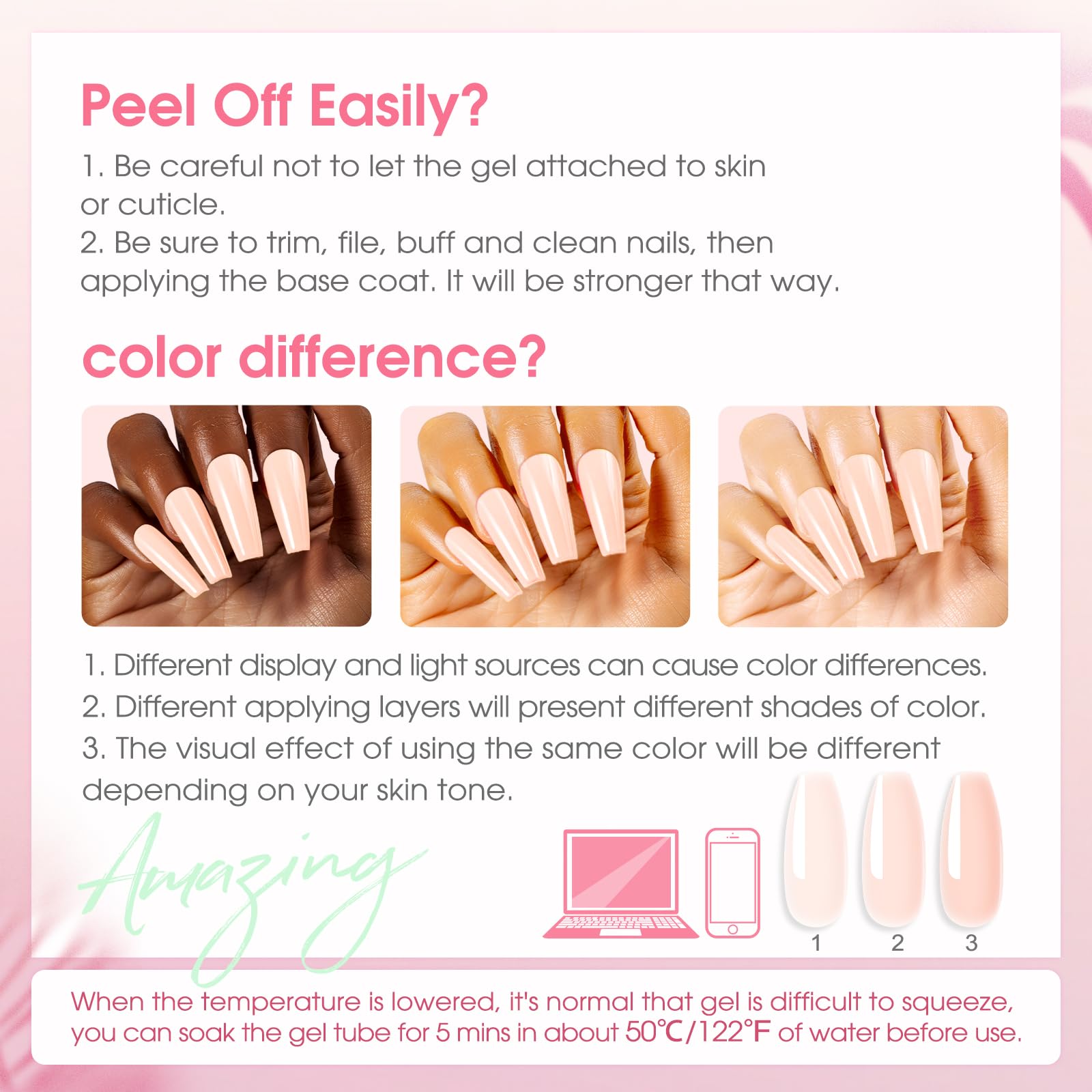 ROSALIND 14 Colors Poly Nail Gel Kit with Mini Nail Lamp – Pink & Brown