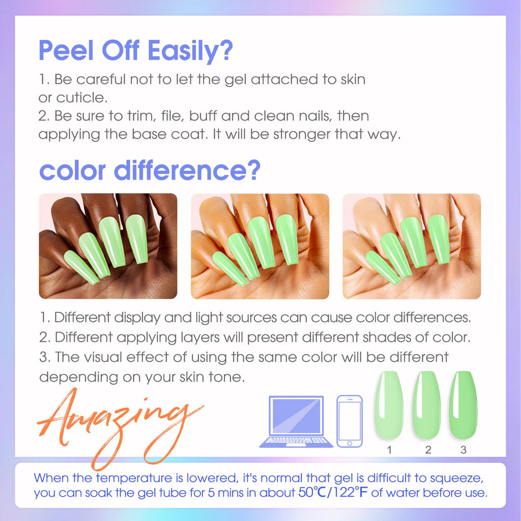 ROSALIND 28 Colors Neon Poly Nail Gel Kit with Mini Lamp – Beginner Starter Set