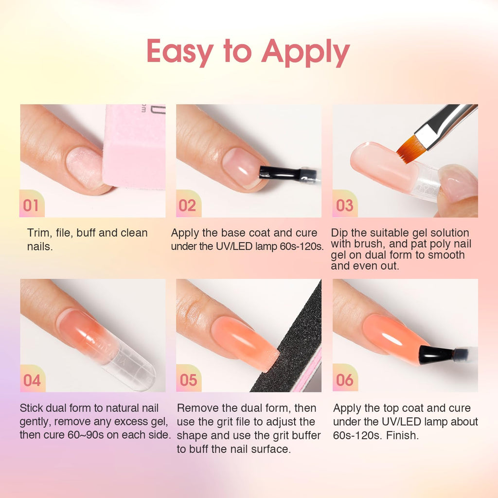 ROSALIND 8PCS Poly Nail Gel Kit with Mini Nail Lamp – Starter Set