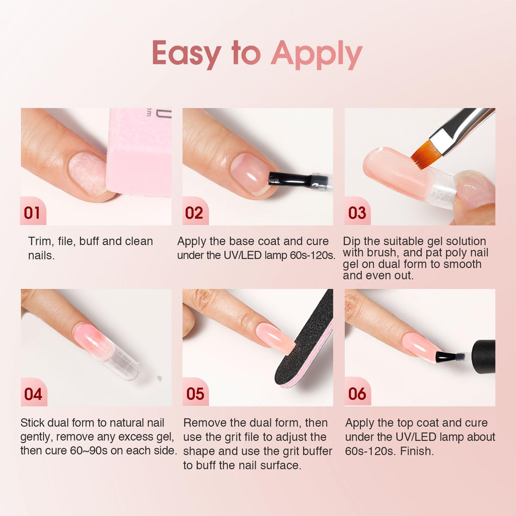 ROSALIND 12-Piece Pink & Brown Christmas Poly Nail Gel Kit + Mini Nail Lamp