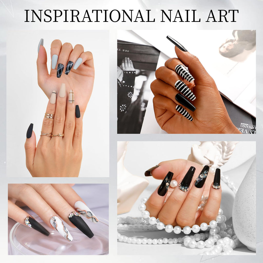 ROSALIND 120g Black Acrylic Powder for Nail Extensions – Dry Naturally, No Lamp Needed, Up to 28 Days Wear