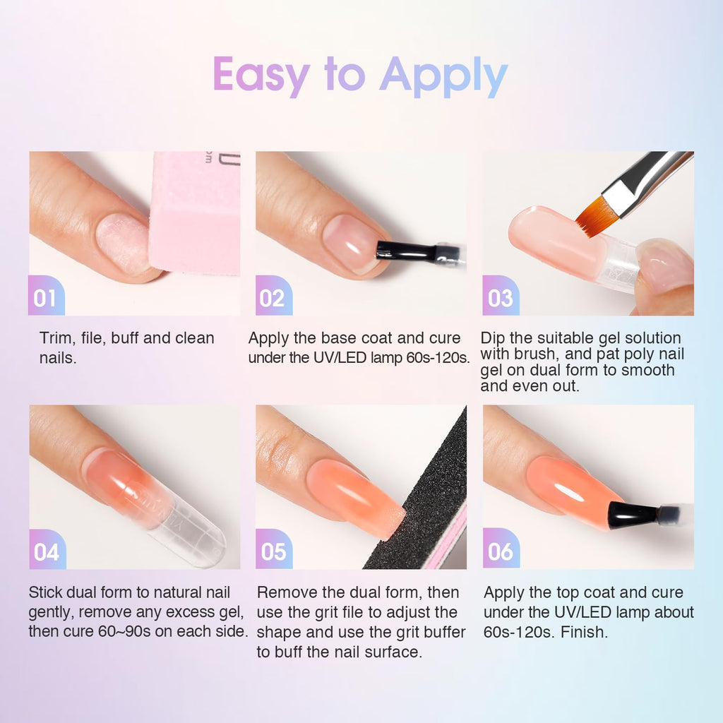 ROSALIND Poly Nail Gel Kit – 38 Classic Colors + 72 Nail Art Accessories | Mini UV Lamp Starter Kit