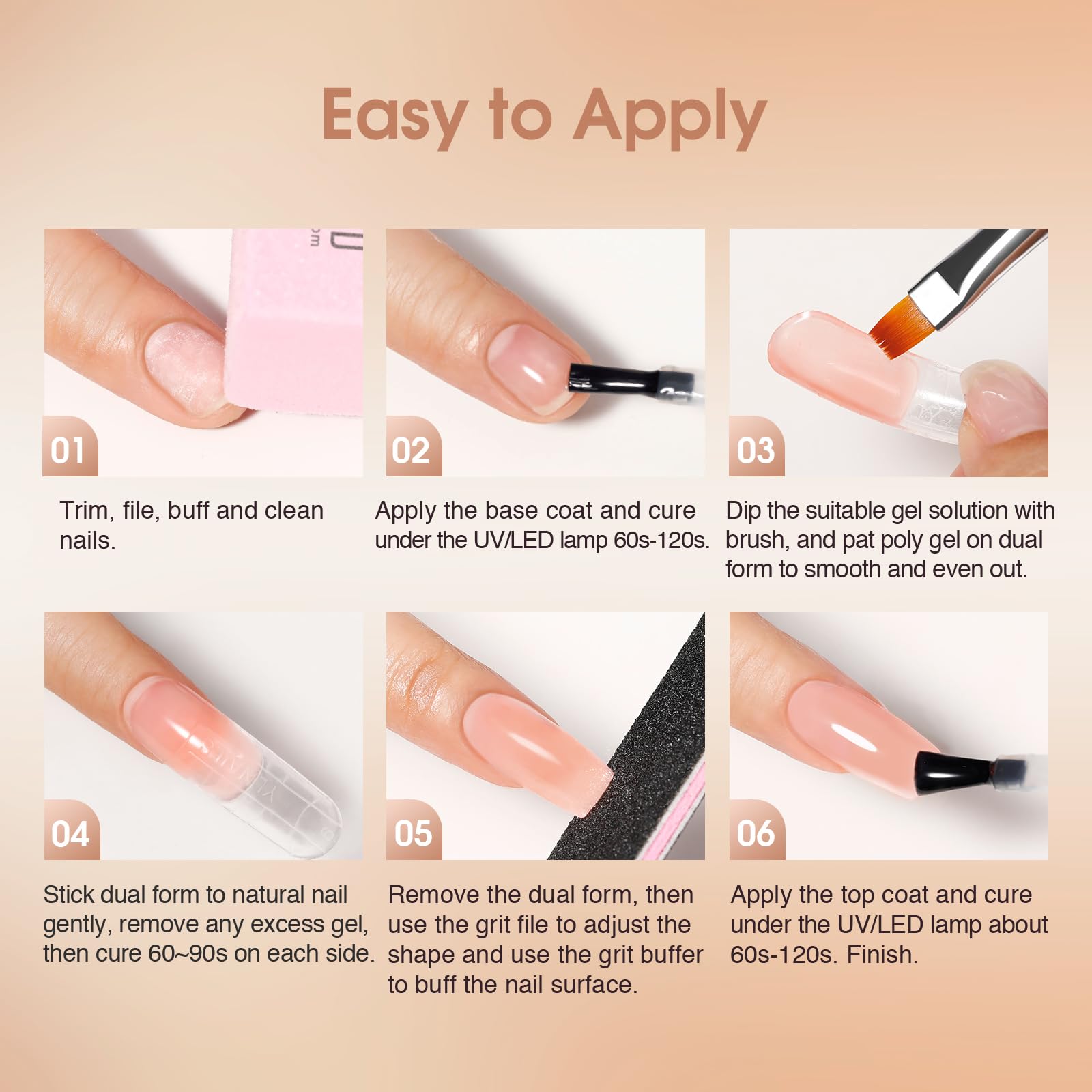 ROSALIND Poly Nail Gel Kit – 8 Colors + Mini UV Lamp for Easy At-Home Nail Extensions