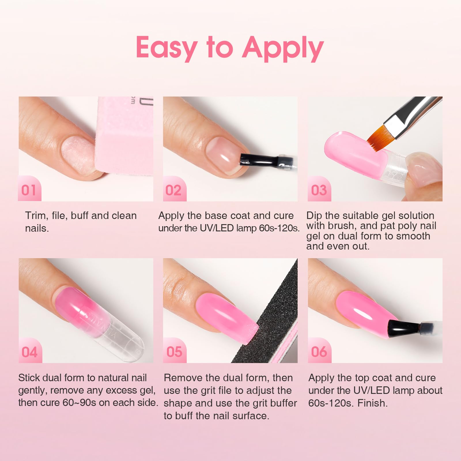 ROSALIND 14 Colors Poly Nail Gel Kit with Mini Nail Lamp – Pink & Brown