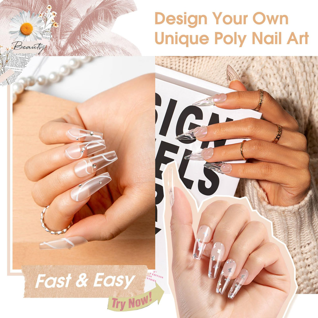 Rosalind Clear Acrylic Poly Extension Gel – 2-Pack 60ml Nail Builder Kit for DIY Nails | UV/LED Cure
