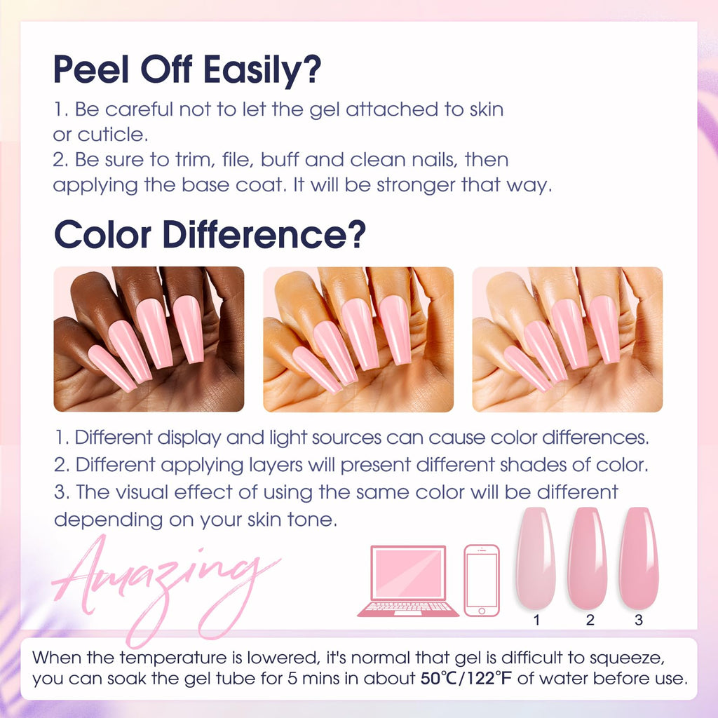 ROSALIND Poly Nail Gel Kit Starter - 14 Colors & Mini UV Lamp