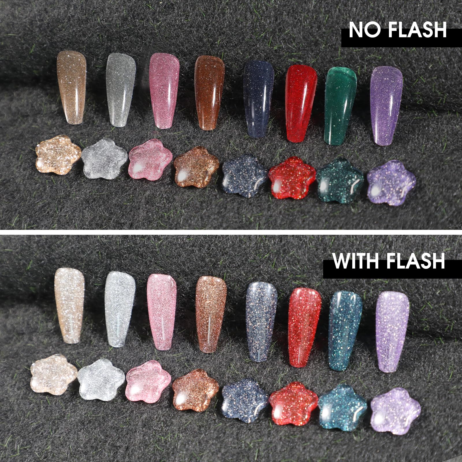ROSALIND Reflective Glitter Gel Nail Polish – 8-Color Sparkle Gel Set for Soak-Off UV Gels