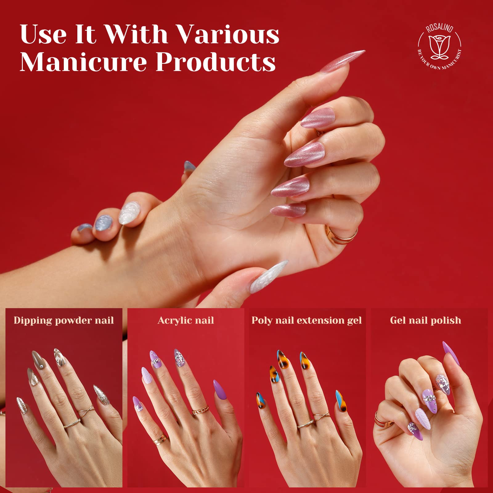 ROSALIND 264Pcs Clear Medium Almond Nail Tips | Full-Cover False Nails for DIY Extensions