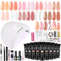 ROSALIND Nude Poly Nail Gel Kit – 14 Colors, 48W Lamp, DIY Home Manicure Starter