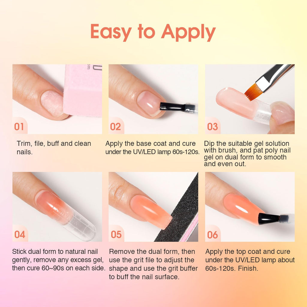ROSALIND Nude Poly Nail Gel Kit – 14 Colors, 48W Lamp, DIY Home Manicure Starter