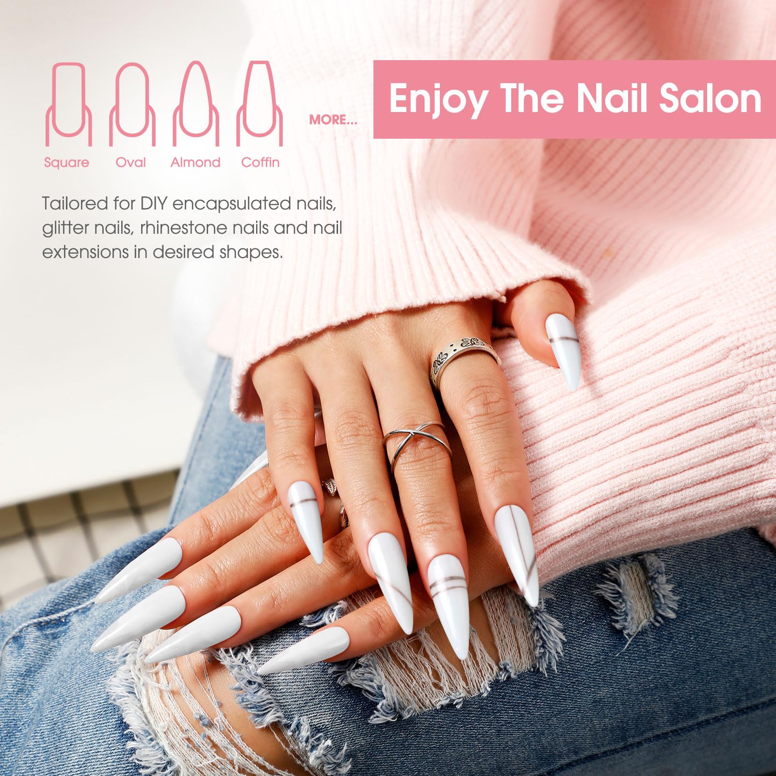ROSALIND White Poly Extension Gel – 2 Pack 2 oz Nail Builder for Opal Nail Art & Nail Thickening