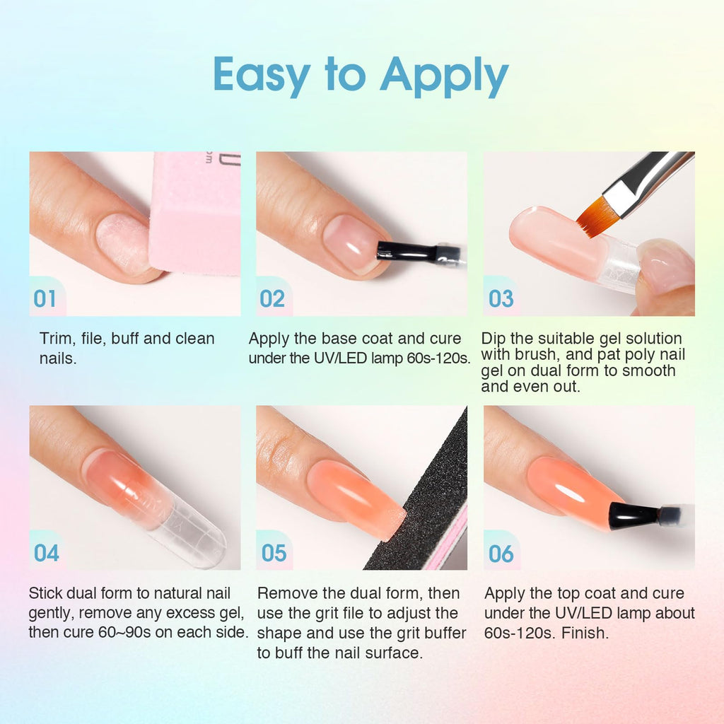 ROSALIND Colors Poly Nail Gel Kit – 14 Colors, 48W Lamp & Slip Solution Starter Set