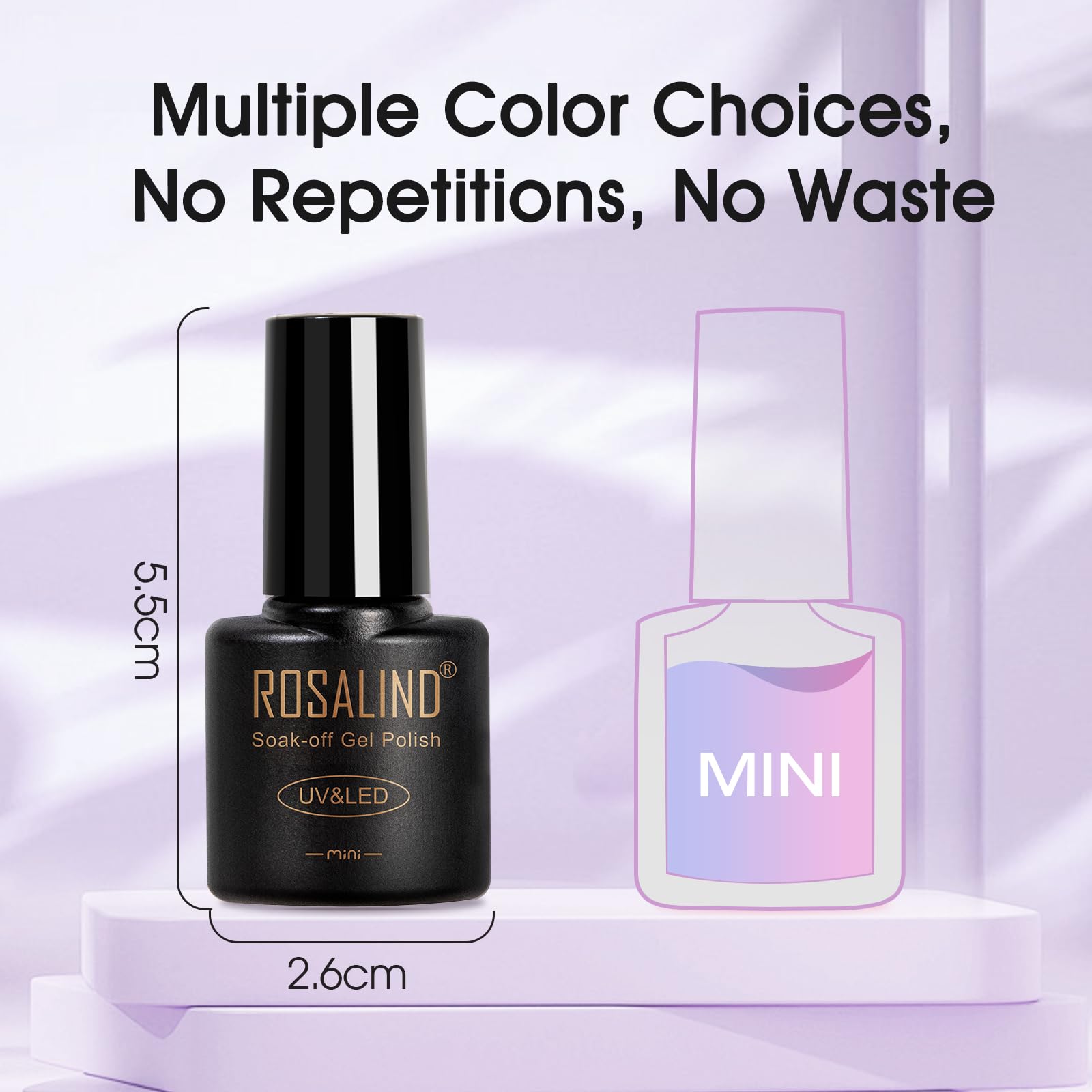 ROSALIND 14-Piece Gel Nail Polish Kit with Mini UV Lamp – 9 Colors, Base Coat, Glossy & Matte Top Coats