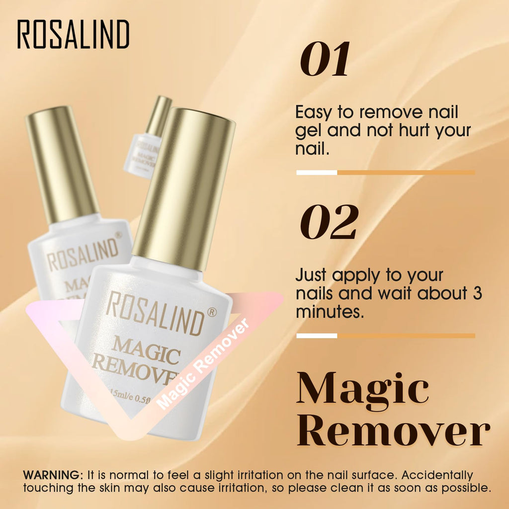 ROSALIND 2 Pack Gel Nail Polish Remover (15ml) – Quick, No-Foil Removal in 2–5 Minutes
