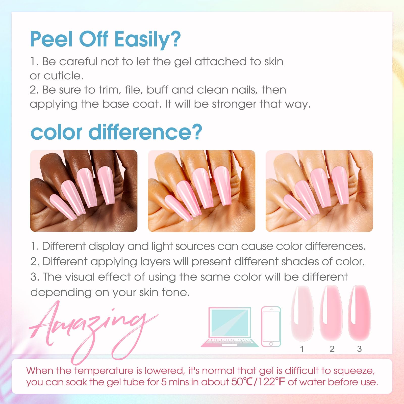 ROSALIND Colors Poly Nail Gel Kit – 14 Colors, 48W Lamp & Slip Solution Starter Set