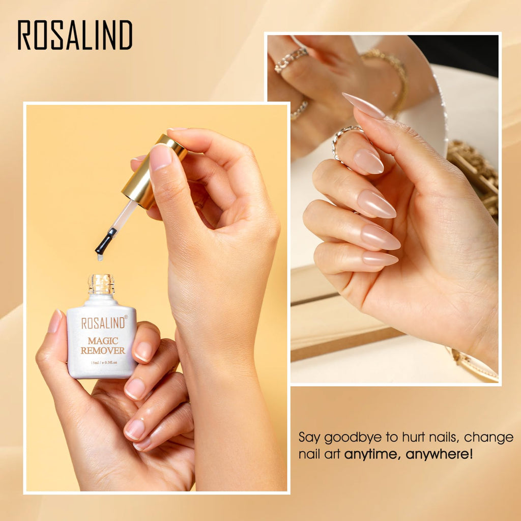 ROSALIND 2 Pack Gel Nail Polish Remover (15ml) – Quick, No-Foil Removal in 2–5 Minutes