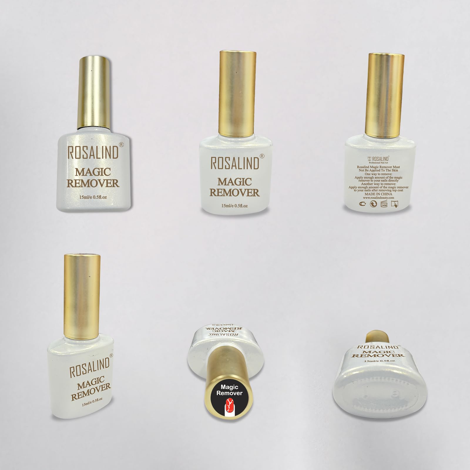ROSALIND 2 Pack Gel Nail Polish Remover (15ml) – Quick, No-Foil Removal in 2–5 Minutes