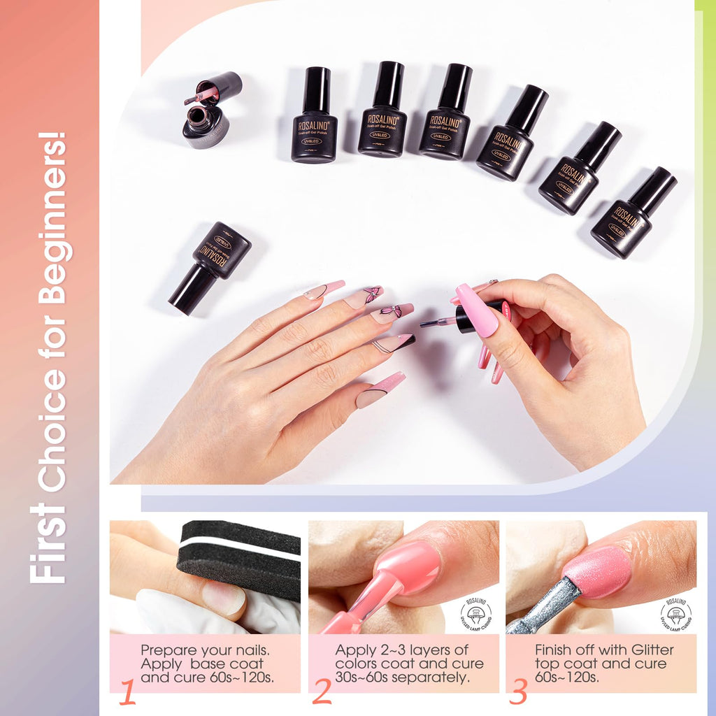 ROSALIND 80PCS Gel Polish Set – 75 Colors with Base & Top Coats for UV/LED Nail Art