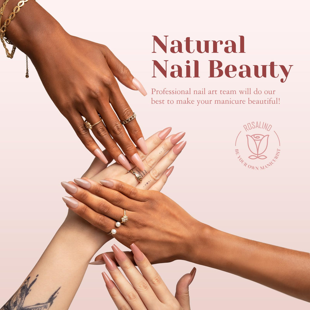 ROSALIND Soft Pink Almond Nude Nail Tips – 200 Pcs, Matte Accent Press-On Nails (20 Sizes)