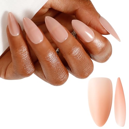 ROSALIND Soft Pink Almond Nude Nail Tips – 200 Pcs, Matte Accent Press-On Nails (20 Sizes)