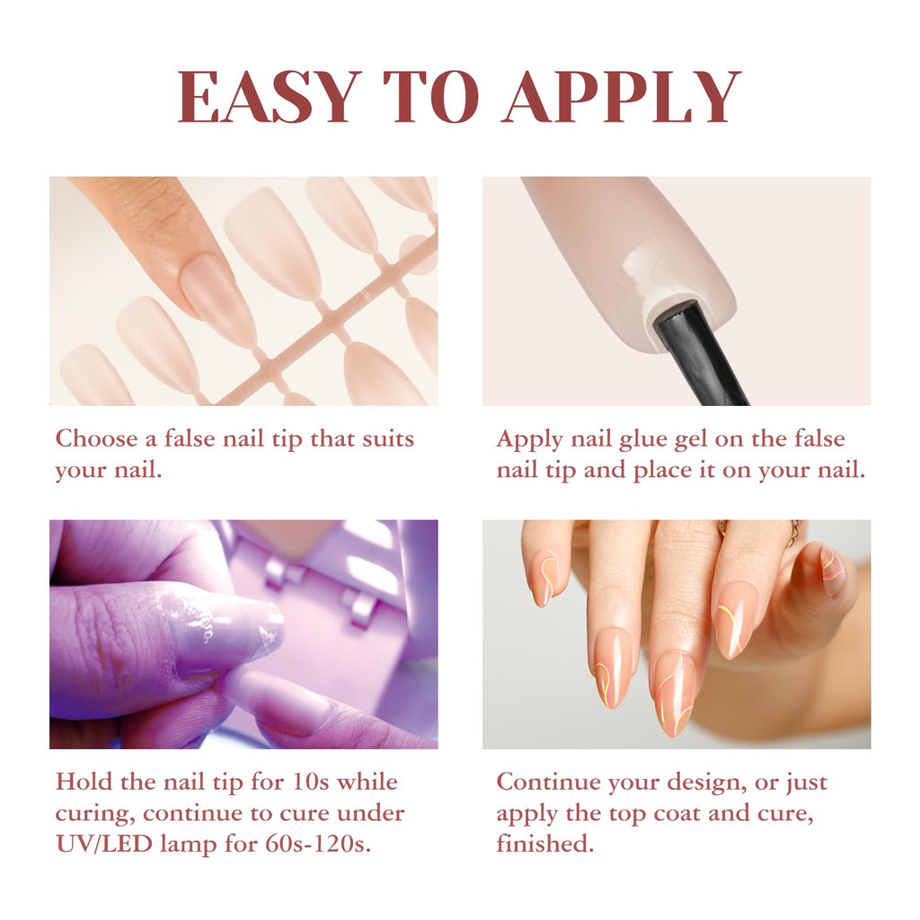 ROSALIND Soft Pink Almond Nude Nail Tips – 200 Pcs, Matte Accent Press-On Nails (20 Sizes)