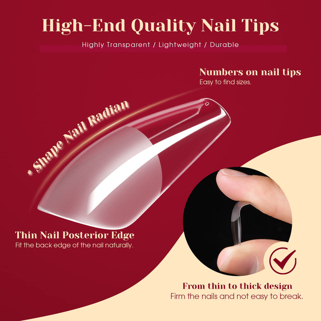 ROSALIND Half Matte Medium Coffin Nail Tips – 264pcs Press-On Nails for DIY Manicure