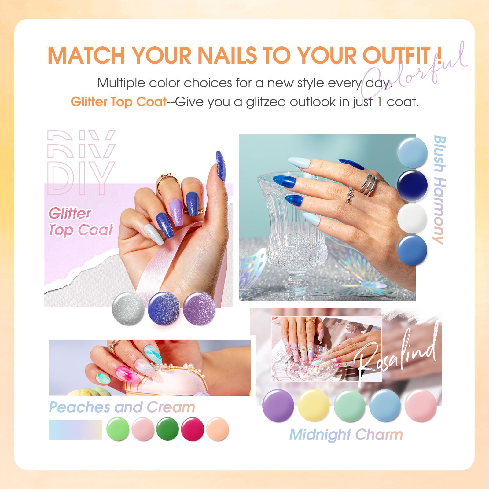 ROSALIND Fall Gel Nail Polish Set — 26 Colors with Base/Top Coats
