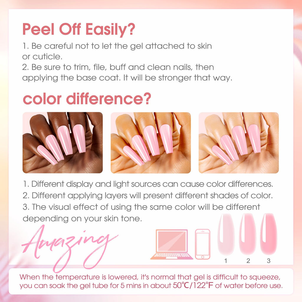 ROSALIND 8PCS Poly Nail Gel Kit with Mini Nail Lamp – Starter Set
