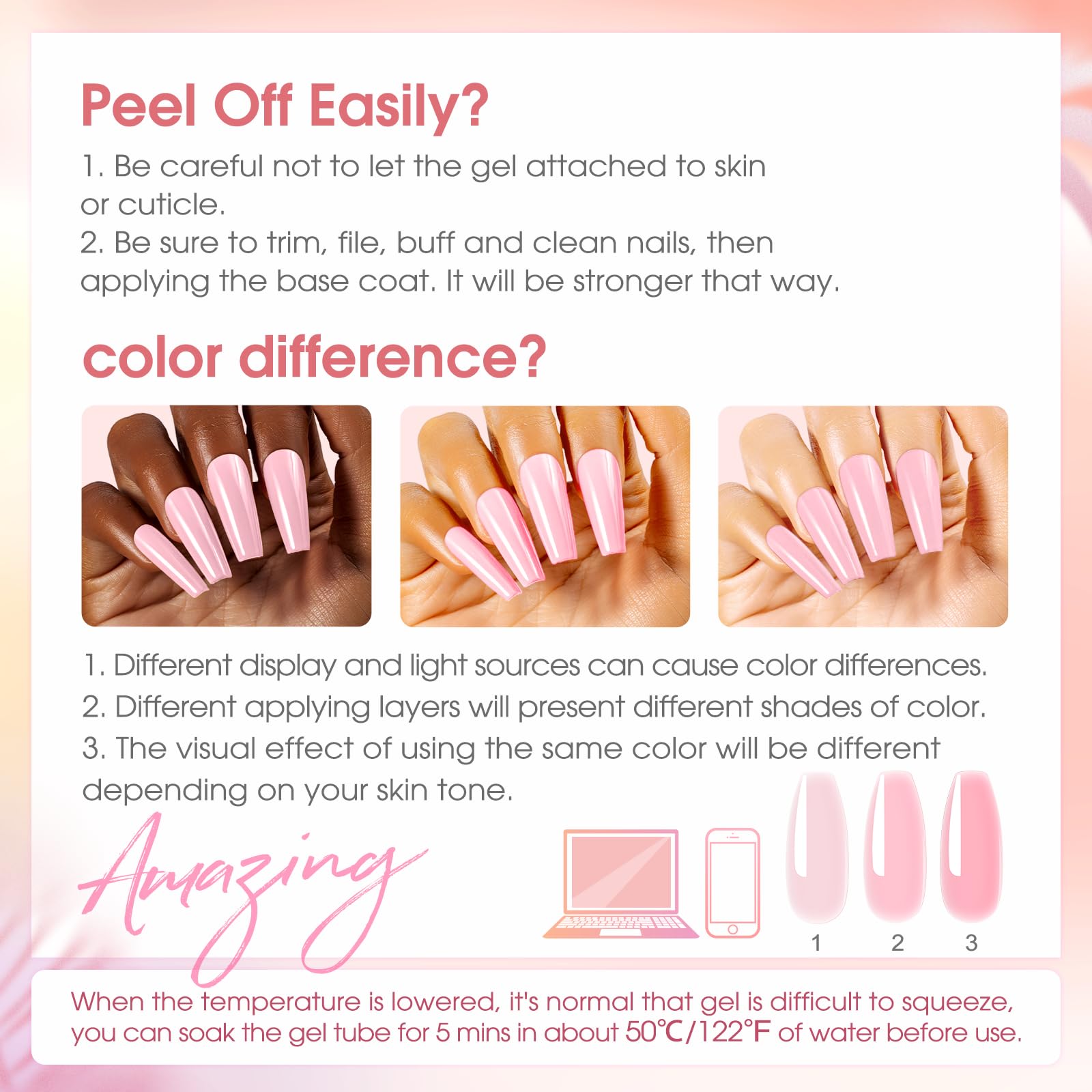 ROSALIND 8PCS Poly Nail Gel Kit with Mini Nail Lamp – Starter Set