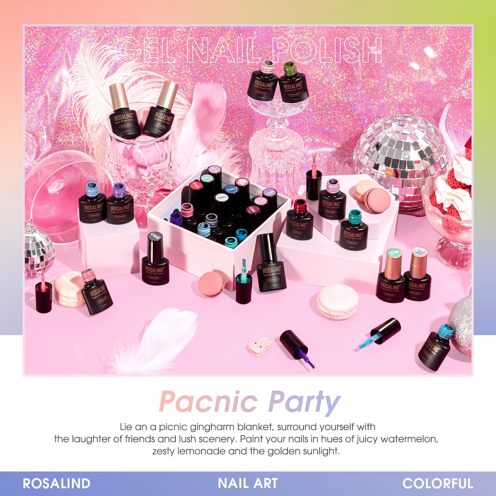 ROSALIND 80PCS Gel Polish Set – 75 Colors with Base & Top Coats for UV/LED Nail Art