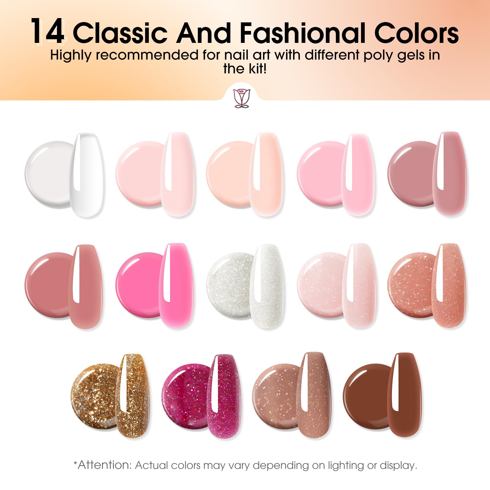 ROSALIND Poly Nail Gel Kit with Drill — 14 Colors, 75 Nail Art Accessories, 48W UV Lamp Starter Kit