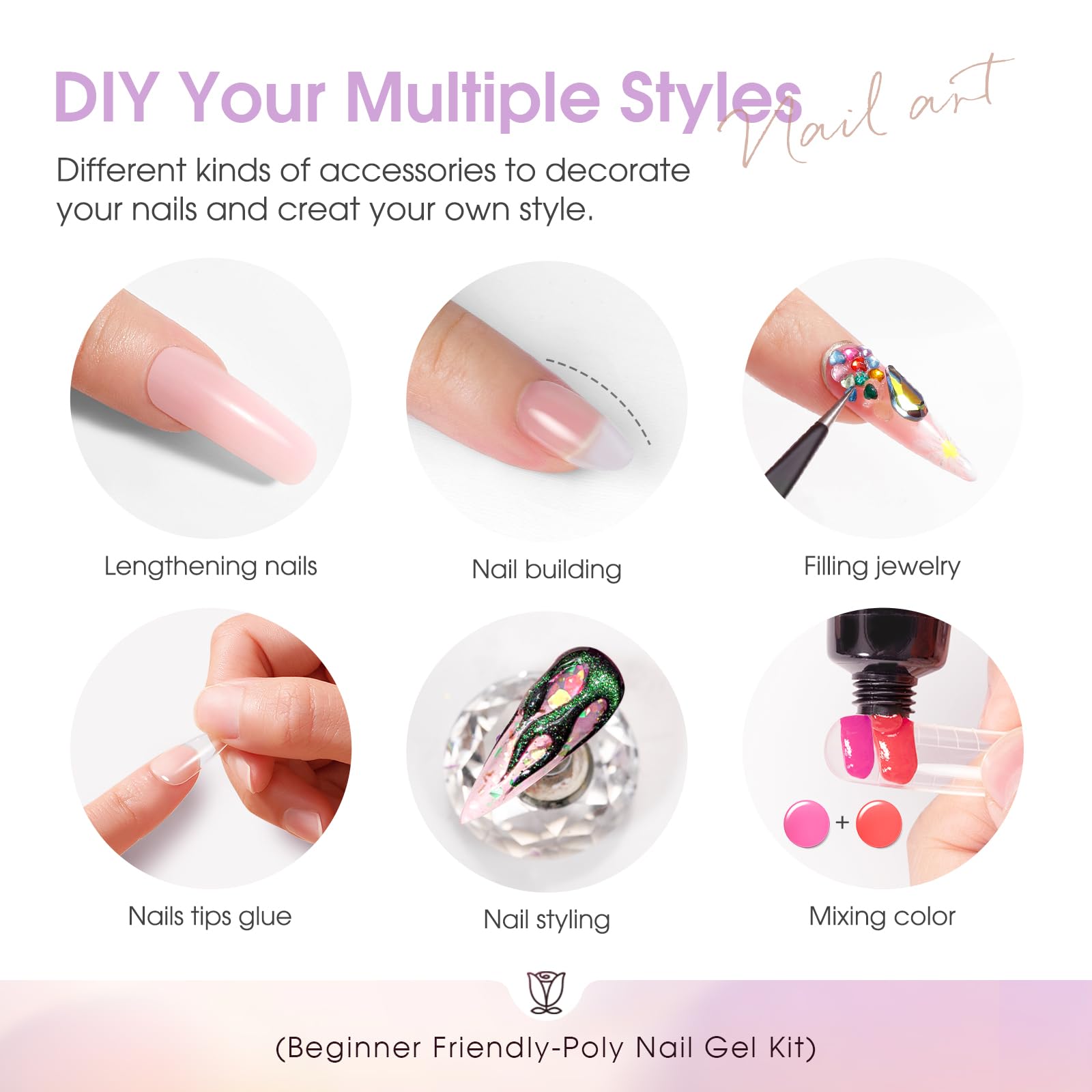 ROSALIND 38-Color Neon Nail Gel Kit with Mini Lamp | Beginner Friendly