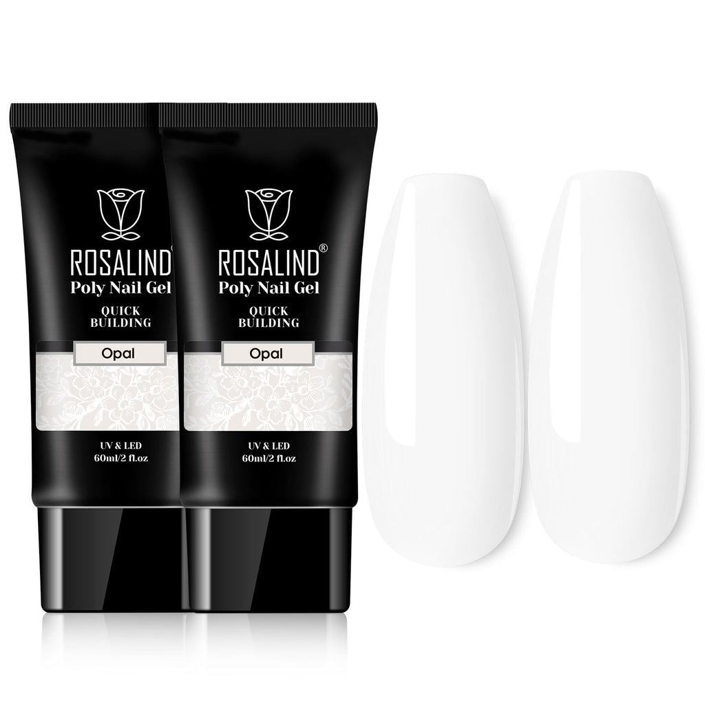 ROSALIND White Poly Extension Gel – 2 Pack 2 oz Nail Builder for Opal Nail Art & Nail Thickening