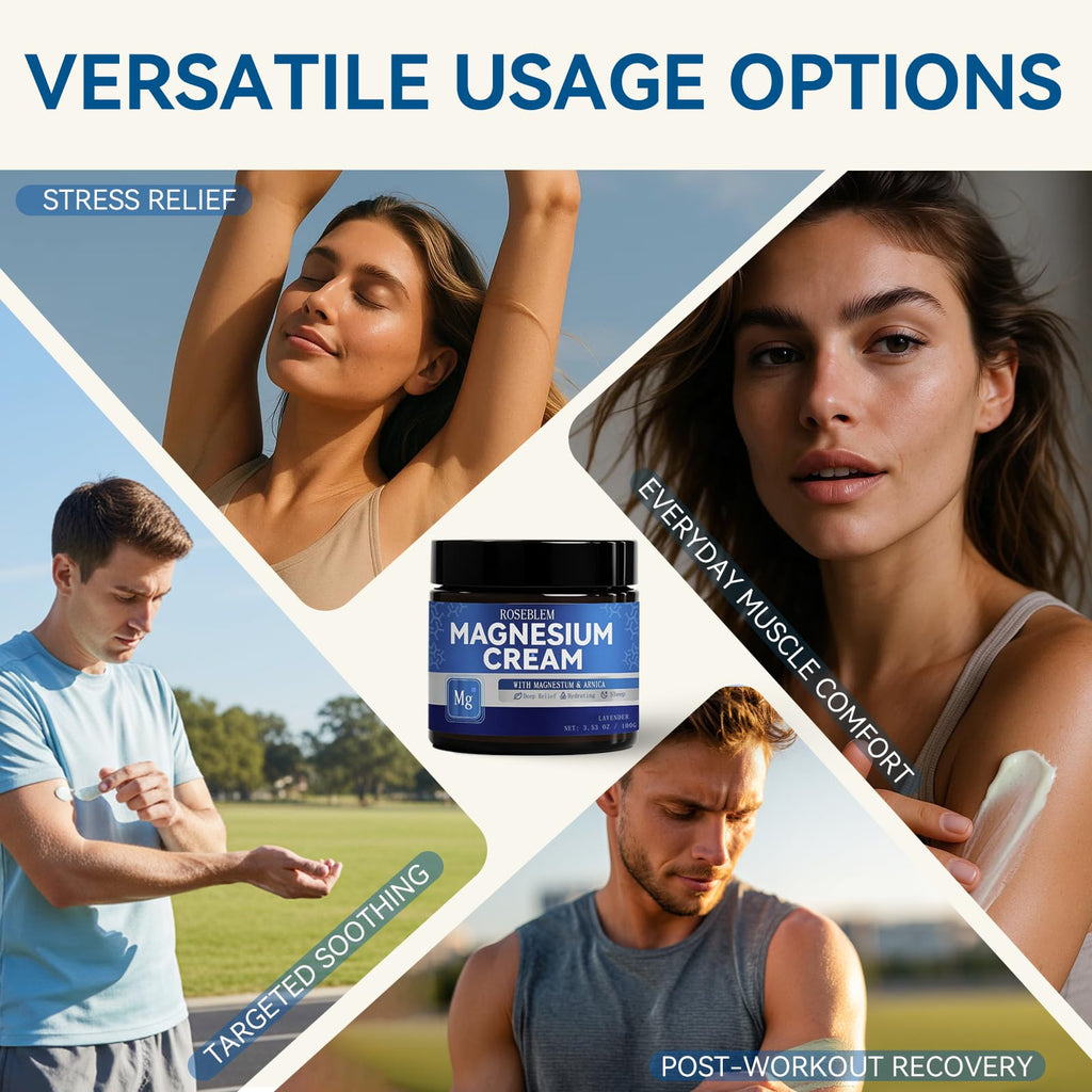 Roseblem Magnesium Cream with Arnica & Lavender – Muscle Relief, Relaxation & Sleep Support