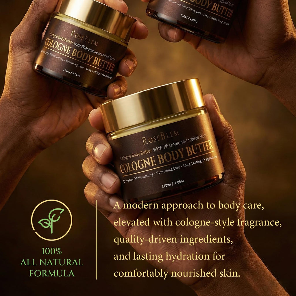 Roseblem Cologne-Inspired Body Butter for Men – New Formula, 4.06 oz