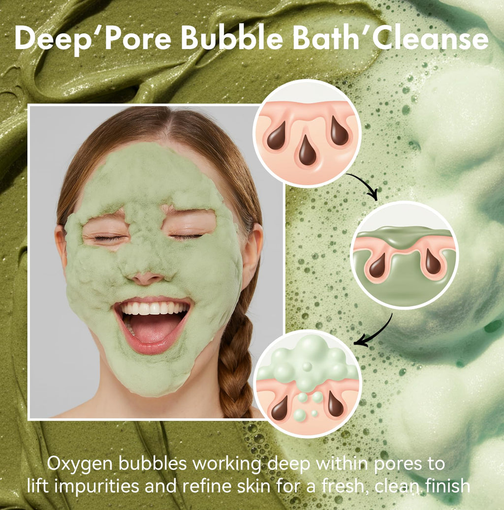 Roseblem Holy Basil Bubble Deep Mask – Carbonated Clay for Pore Cleansing & Oil Balance (3.53 oz)