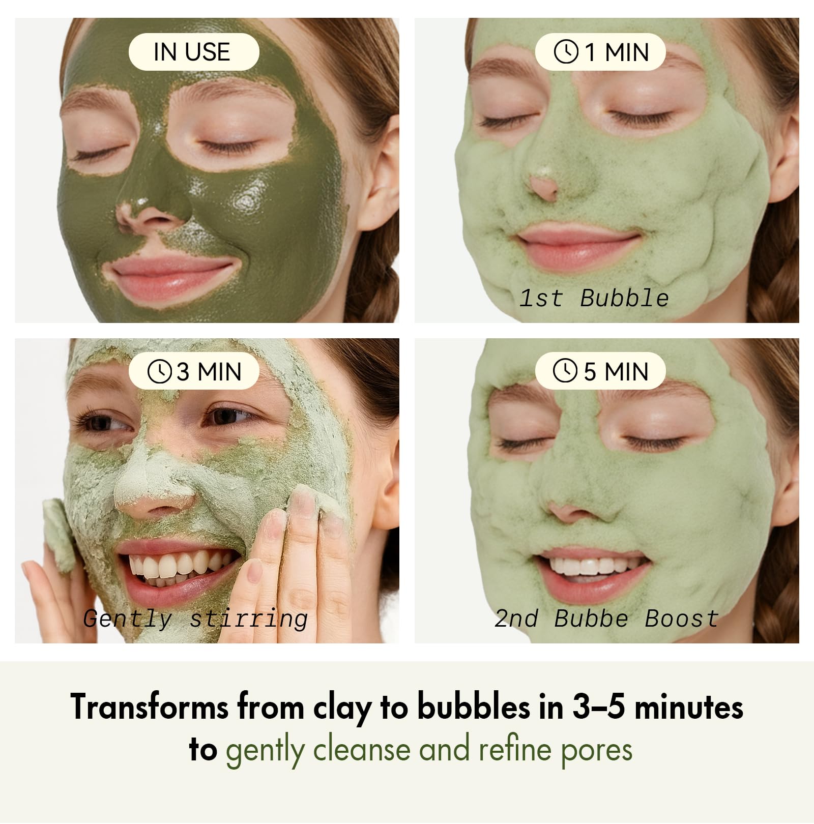 Roseblem Holy Basil Bubble Deep Mask – Carbonated Clay for Pore Cleansing & Oil Balance (3.53 oz)