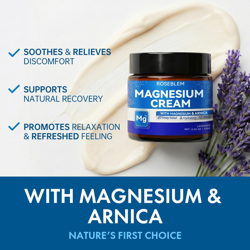Roseblem Magnesium Cream with Arnica & Lavender – Muscle Relief, Relaxation & Sleep Support