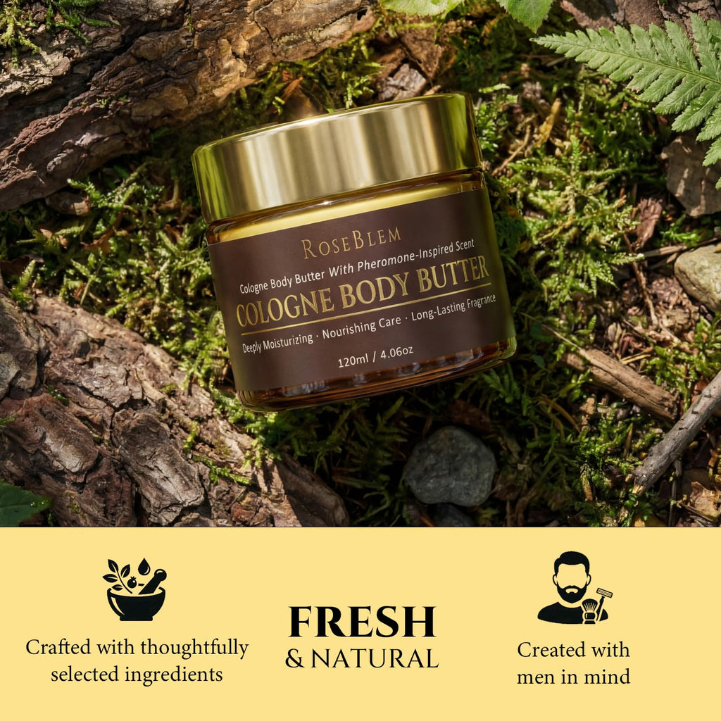Roseblem Cologne-Inspired Body Butter for Men – New Formula, 4.06 oz
