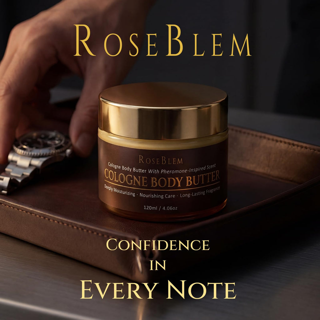 Roseblem Cologne-Inspired Body Butter for Men – New Formula, 4.06 oz