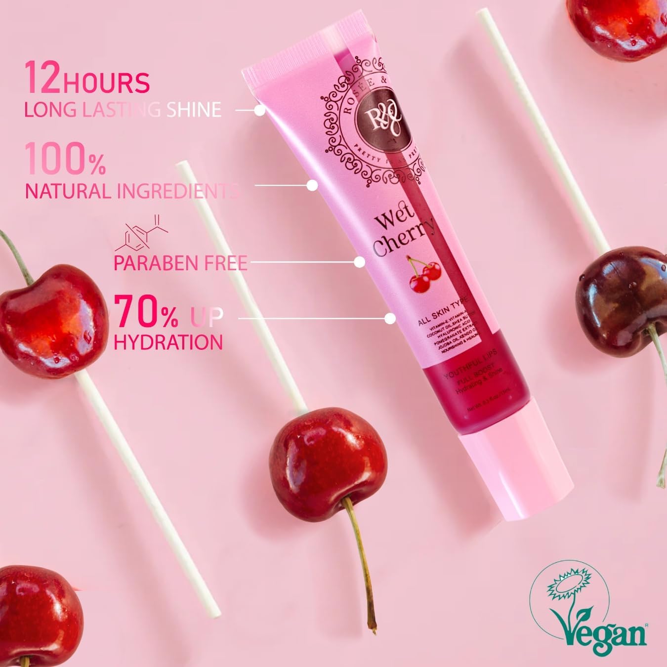 ROSEÉ & CO Rosee Lip Gloss – Vegan, Cruelty-Free, Long-Lasting Shine (Set of 8-1)