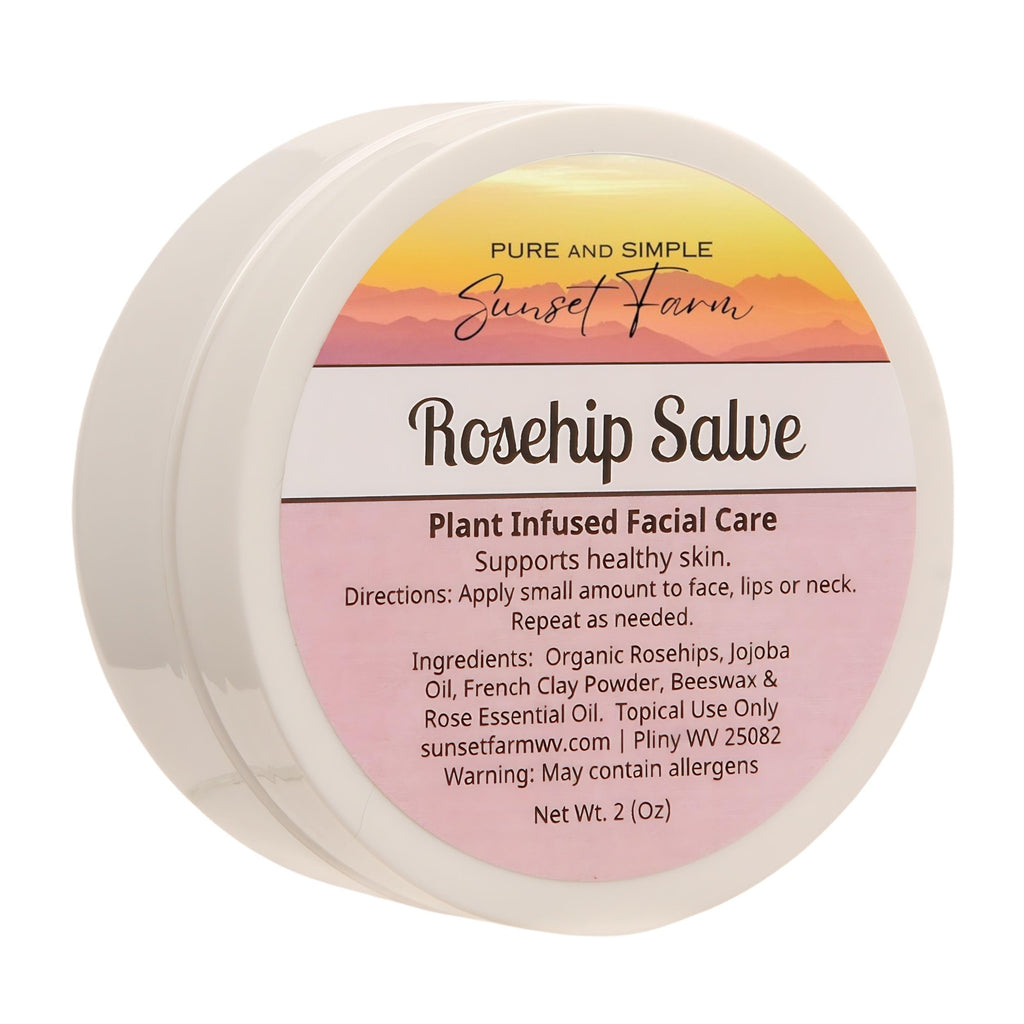 Rosehip Salve for Nourished Face & Skin | Organic, Non-GMO, Small-Batch Herbal Balm | Family Made in WV | 2 oz Jar