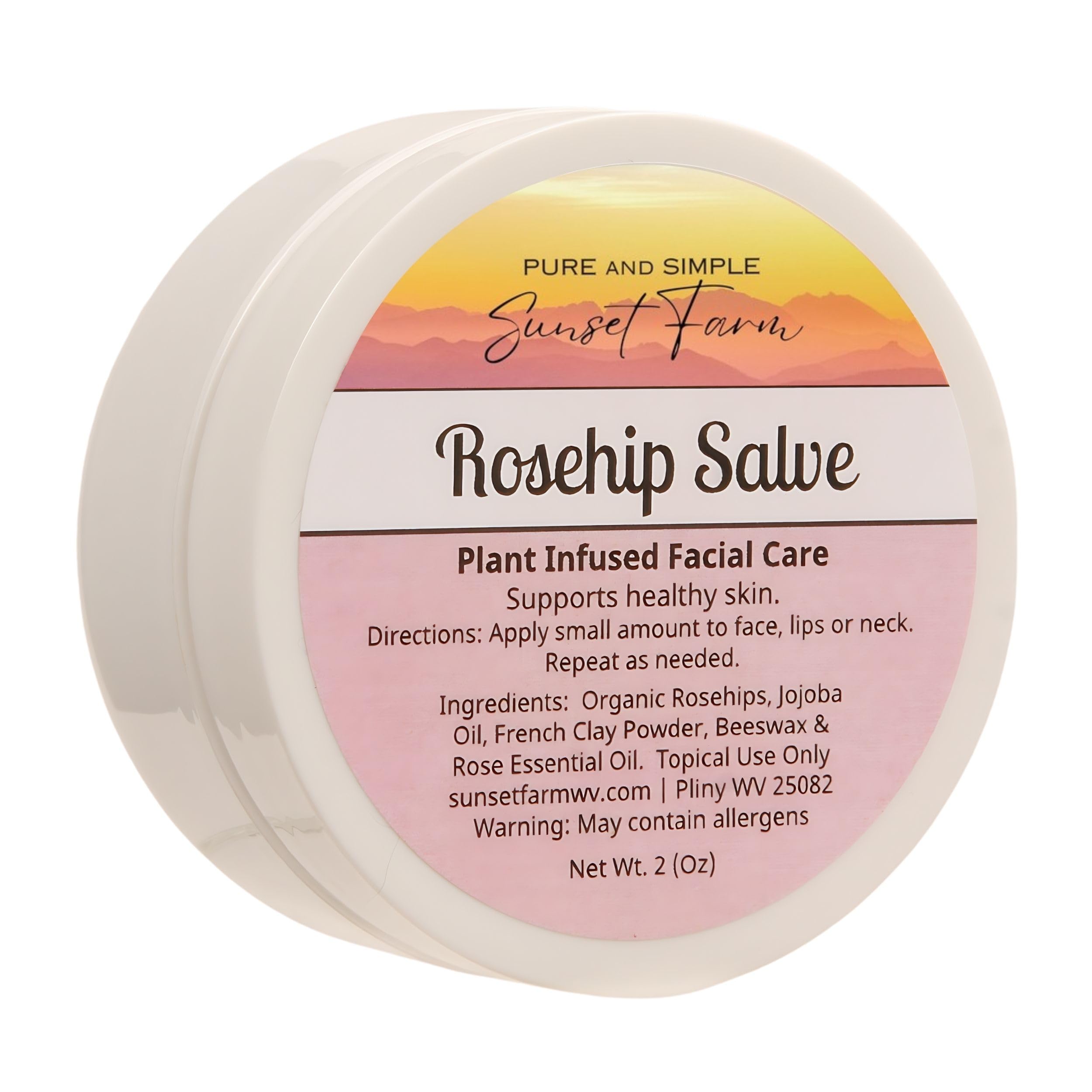 Rosehip Salve for Nourished Face & Skin | Organic, Non-GMO, Small-Batch Herbal Balm | Family Made in WV | 2 oz Jar
