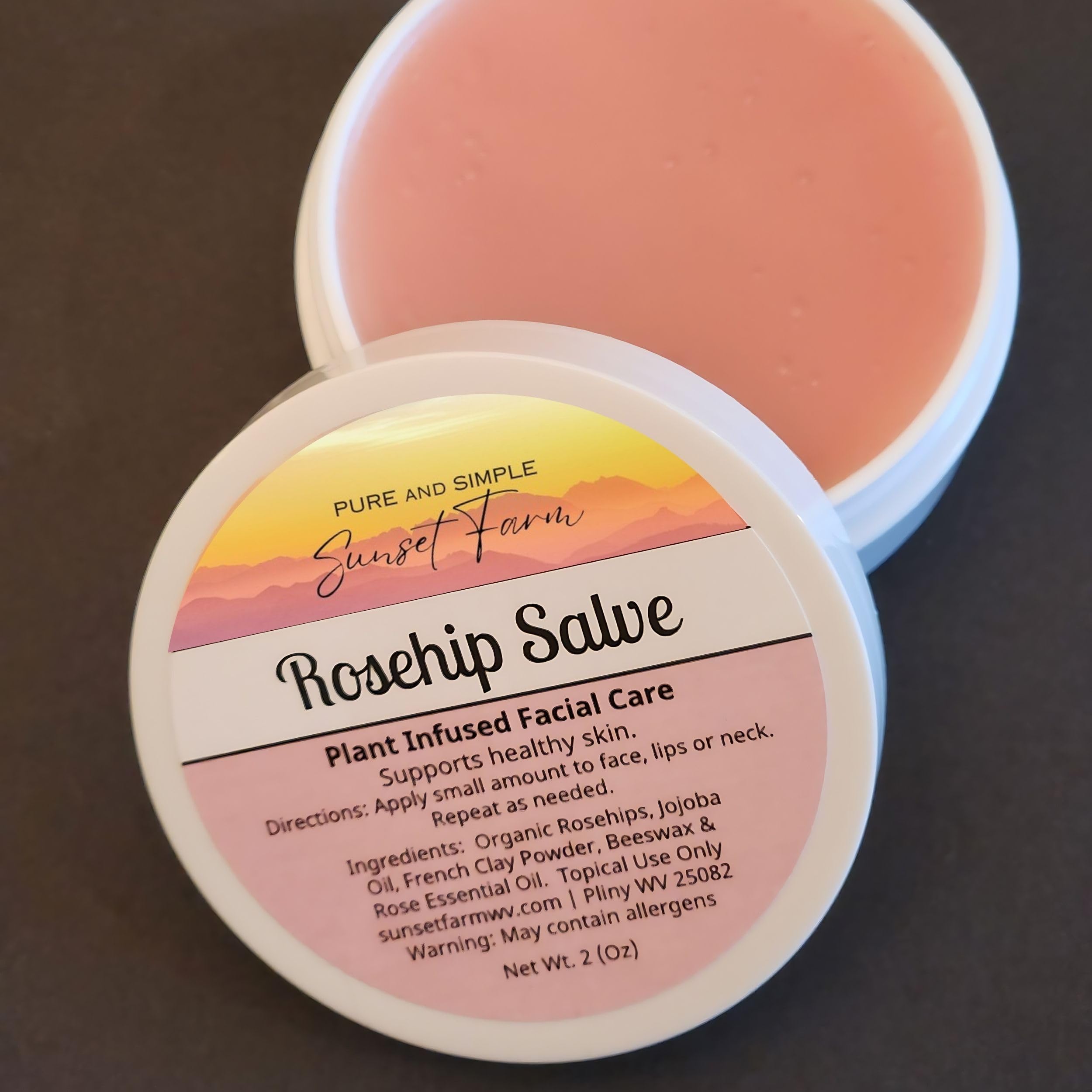 Rosehip Salve for Nourished Face & Skin | Organic, Non-GMO, Small-Batch Herbal Balm | Family Made in WV | 2 oz Jar